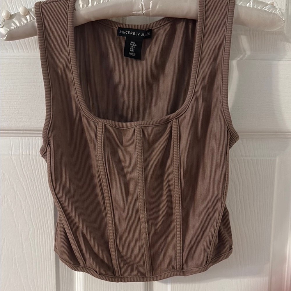Sincerly Jules Brown Ribbed Women's Top